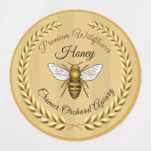 30 Bijen en Garland Amber Striped Honey Jar Food Labels (Design 1)