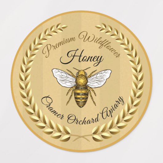 30 Bijen en Garland Amber Striped Honey Jar Food Labels (Design 1)