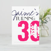 30 Birthday Party Invitation Neon en grijs Kaart (Staand voorkant)