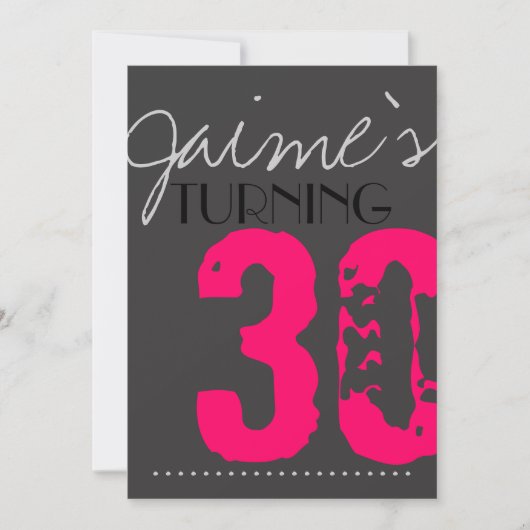 30 Birthday Party Invitation Neon en grijs Kaart (Voorkant)