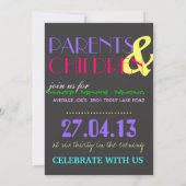 30 Birthday Party Invitation Neon en grijs Kaart (Achterkant)