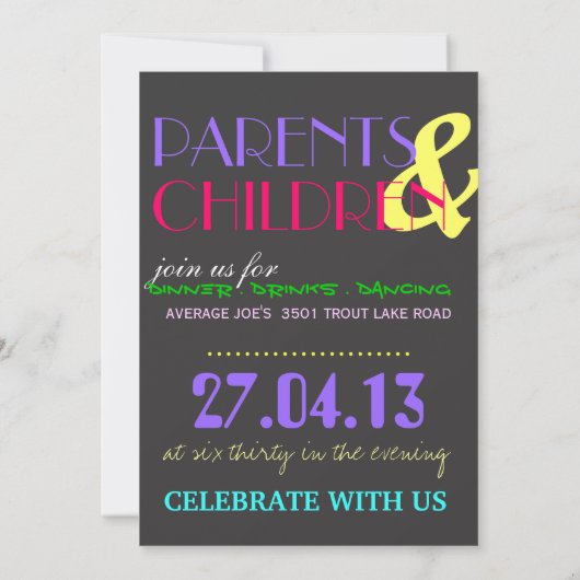 30 Birthday Party Invitation Neon en grijs Kaart (Achterkant)