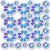 30 Blauwe Bloemen Stickers (Voorkant)