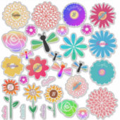 30 Bloemen, Libellen, DIY Namen & Initialen Sticker (Voorkant)