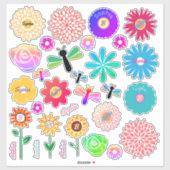30 Bloemen, Libellen, DIY Namen & Initialen Sticker (Vel)