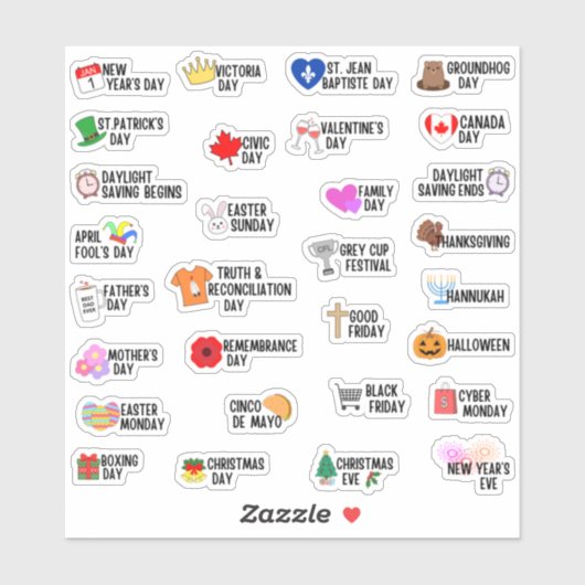 30 Canadese speciale feestdagen planner Sticker (Vel)