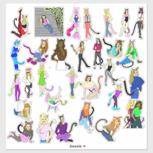 30 catgirls sticker blad (Vel)