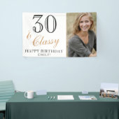 30 & Classy Elegant White 30th Birthday Photo Spandoek (Beurs)