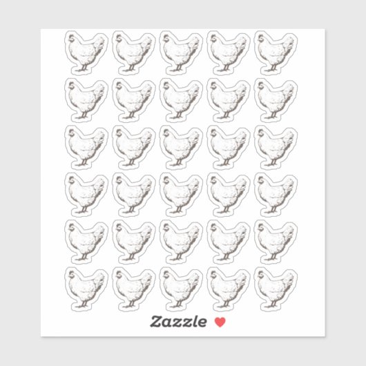 30 Classy White Hen Waterproof Labels (Vel)