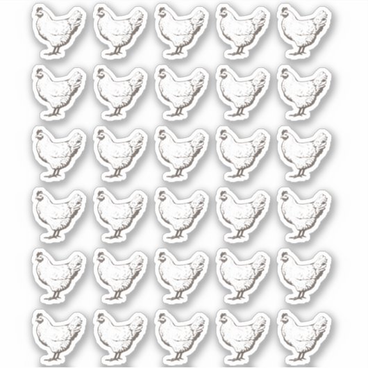 30 Classy White Hen Waterproof Labels (Voorkant)