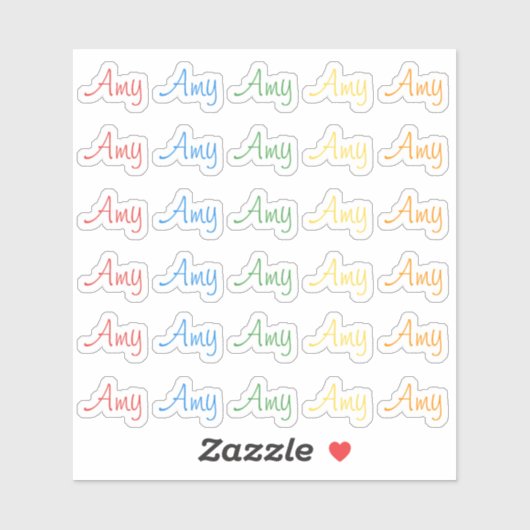 30 Custom Modern Short Name Word Initials Bright Sticker (Vel)