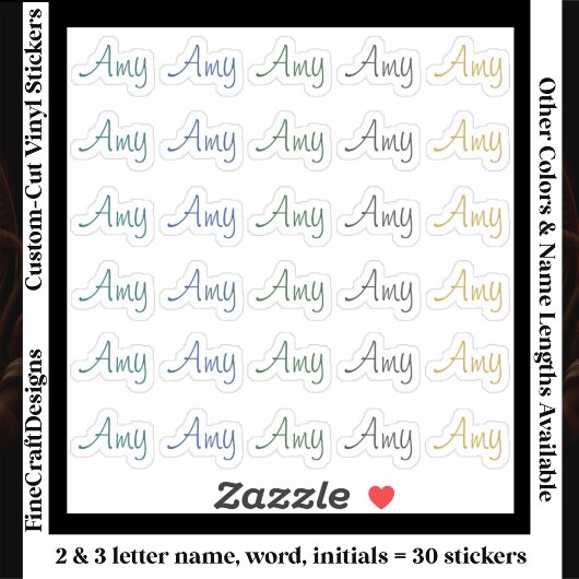 30 Custom Modern Short Name Word Initials Neutral  Sticker