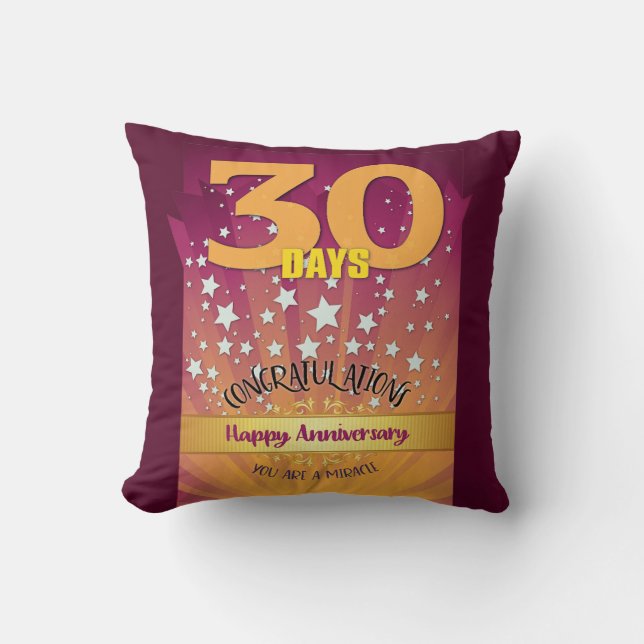 30 dagen Aangepaste naam 12-stappen jubileum groot Kussen (Voorkant)