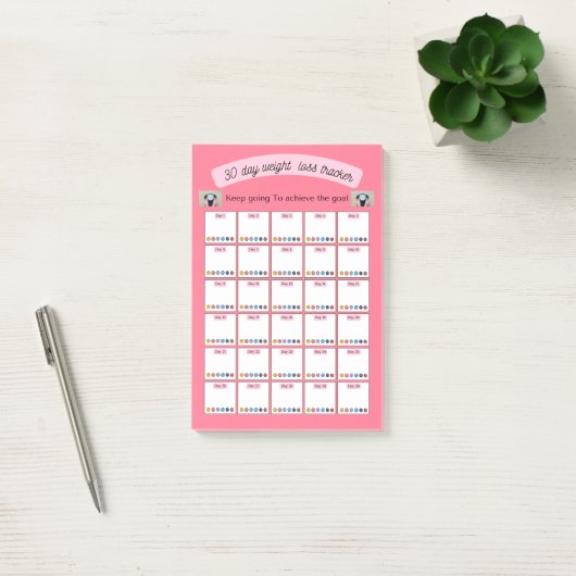30 dagen gewichtsverlies en gewoonte tracker plann post-it® notes (Kantoor)