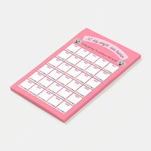 30 dagen gewichtsverlies en gewoonte tracker plann post-it® notes (Schuin)