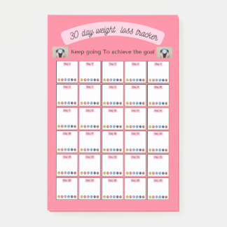 30 dagen gewichtsverlies en gewoonte tracker plann post-it® notes