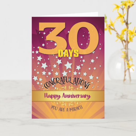 30 dagen herstel Jubileum vet cijfer Kaart (Gele Bloem)