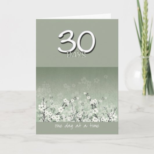 30 dagen 'Sober Clean Flowers Birthday Card' Kaart (Voorkant)