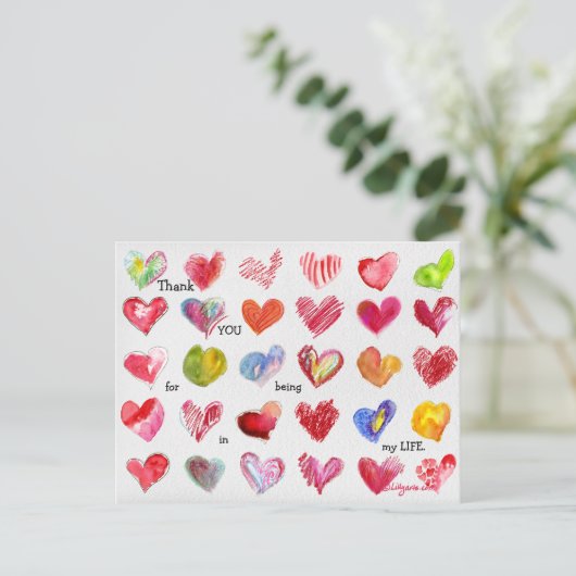 30 Dank U Valentijn Hearts Briefkaart (Staand voorkant)