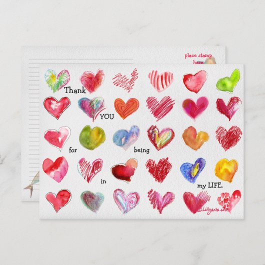 30 Dank U Valentijn Hearts Briefkaart (Voorkant / Achterkant)