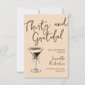 30 & Dankbare Espresso Cocktail 30ste Verjaardag Bedankkaart (Voorkant)