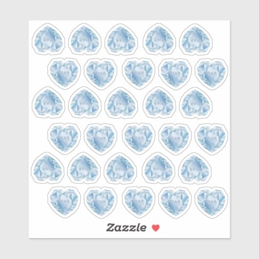 30 Diamond Heart Waterverf Monogram bruiloft toevo Sticker (Vel)