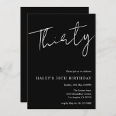 30 eenvoudige zwarte 30e verjaardag kaart (Voorkant / Achterkant)