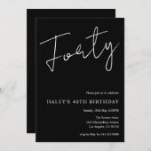 30 eenvoudige zwarte 40e verjaardag kaart (Voorkant / Achterkant)