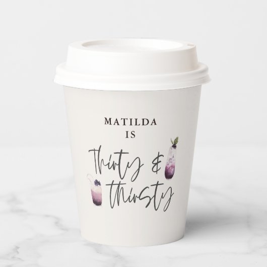 30 en 330 paarse drinken jarig papieren bekers (Voorkant)