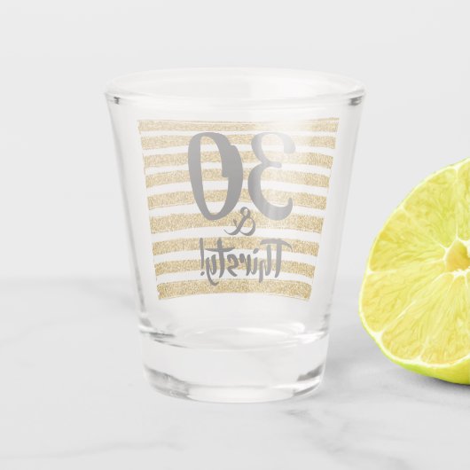 30 en Dersty Gold Faux Glitter Custom Shot Glas (Achterkant)