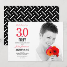30 en Dirty 30th Birthday Invitation