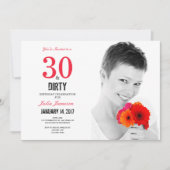 30 en Dirty 30th Birthday Invitation Kaart (Voorkant)