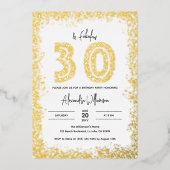30 en Fabulous 30th Birthday Party Real Gold Folie Uitnodiging (Voorkant)