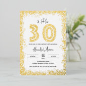 30 en Fabulous 30th Birthday Party Real Gold Folie Uitnodiging (Staand Voorkant)