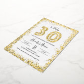 30 en Fabulous 30th Birthday Party Real Gold Folie Uitnodiging (Gedraaid)