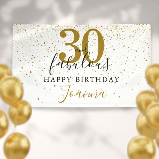 30 en Fabulous Birthday Elegant Gold en Black Spandoek