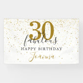 30 en Fabulous Birthday Elegant Gold en Black Spandoek (Horizontaal)