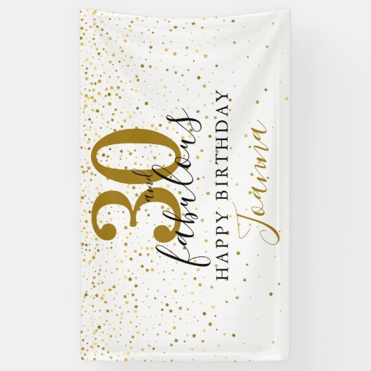30 en Fabulous Birthday Elegant Gold en Black Spandoek (Verticaal)