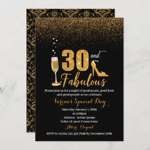 30. en Fabulous Birthday Invitation for Women Kaart