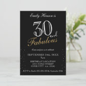 30 en Fabulous Black Elegant Script Birthday Kaart (Staand voorkant)