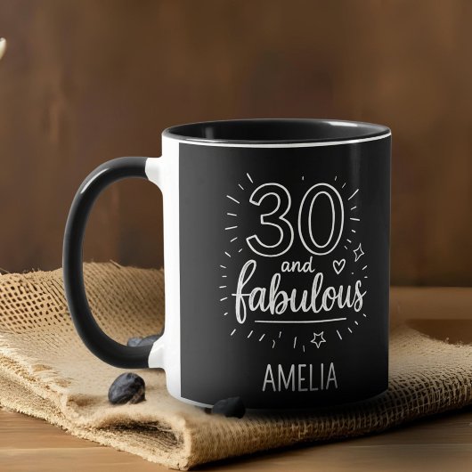 30 en Fabulous Doodle Geluksvogel, 30 jaar! Mok