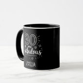 30 en Fabulous Doodle Geluksvogel, 30 jaar! Mok (Voorkant links)
