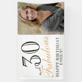 30 en Fabulous Elegant 30th Birthday Foto Spandoek (Verticaal)