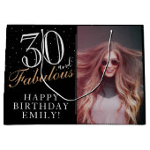 30 en Fabulous Elegant Black 30th Birthday Foto Groot Cadeauzakje (Voorkant)