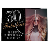 30 en Fabulous Elegant Black 30th Birthday Foto Groot Cadeauzakje (Achterkant)