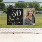 30 en Fabulous Elegant Black 30th Birthday Foto Spandoek (Insitu)