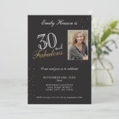 30 en Fabulous Elegant Black Photo van zaterdag Kaart (Staand voorkant)