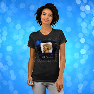 30 en Fabulous Elegant Blauw en Zwart Foto T-shirt