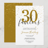 30 en Fabulous Elegant Gold en Black Birthday Kaart (Voorkant / Achterkant)