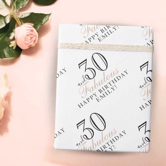 30 en Fabulous Elegant Script 30th Birthday Cadeaupapier